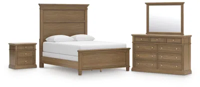 Ashley Mylarken Queen Panel Bed With Mirrored Dresser And Nightstand In Brown