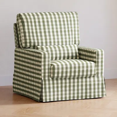 Ashley Namesake Crawford Pillowback Comfort Swivel Glider In Green