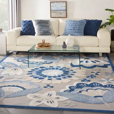 Ashley Nourison Aloha 7'10" X 10'6" Blue/grey Contemporary Indoor/outdoor Rug