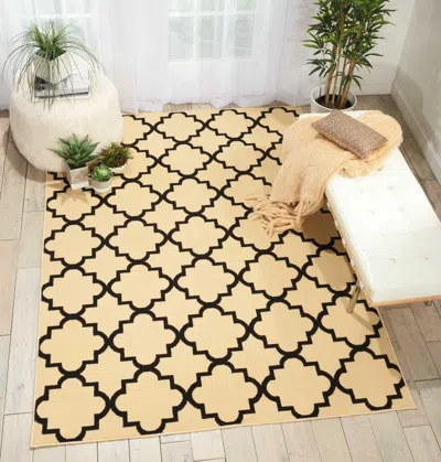 Ashley Nourison Grafix 5'3" X 7'3" Cream/black Moroccan Indoor Rug In Multi
