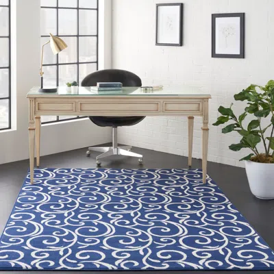 Ashley Nourison Grafix 5'3" X 7'3" Navy Contemporary Indoor Rug In Blue