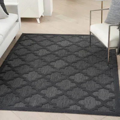 Ashley Nourison Home Easy Care 6' X 9' Charcoal/black Modern Indoor/outdoor Rug
