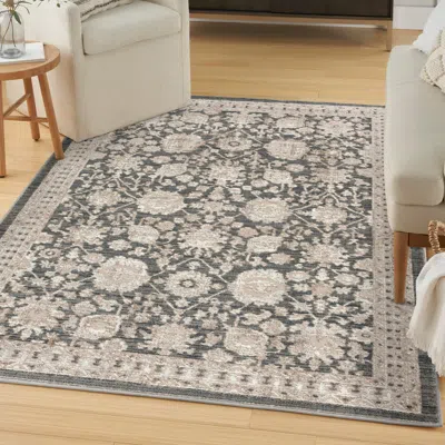 Ashley Nourison Home Eco Cycle Floral 5'3" X 7'3" Area Rug In Gray