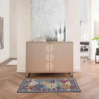 Ashley Nourison Home Grafix 2' X 4' Multicolor Bohemian Indoor Rug In Brown
