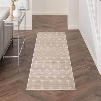 Ashley Nourison Home Grafix 2'3" X 7'6" Geometric Runner Rug In Black