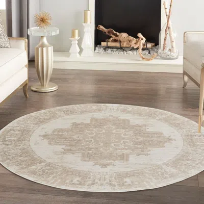 Ashley Nourison Home Grafix 8' Round Medallion Area Rug In Burgundy
