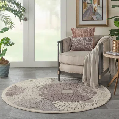 Ashley Nourison Home Graphic Illusions 5'3" X Round Grey Mid-century Modern Indoor Rug In Gray