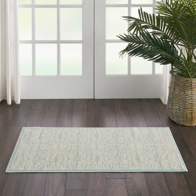 Ashley Nourison Home Jubilant 2' X 4' Ivory/green Farmhouse Indoor Rug In White