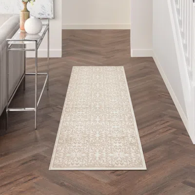 Ashley Nourison Home Jubilant 2' X 6' Floral Runner Rug In Burgundy