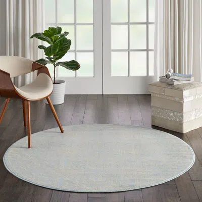 Ashley Nourison Home Jubilant 5'3" X Round Ivory/light Blue Farmhouse Indoor Rug