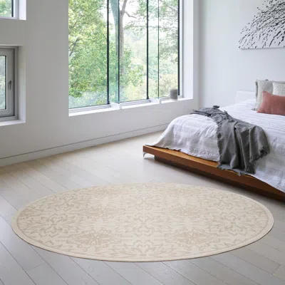 Ashley Nourison Home Jubilant 8' Round Floral Area Rug In Neutral
