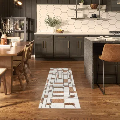 Ashley Nourison Home Nordic Curvy Lines 2' X 6' Runner Rug In Multi