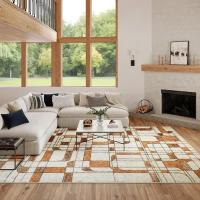 Ashley Nourison Home Nordic Curvy Lines 8' X 10' Area Rug In Multi