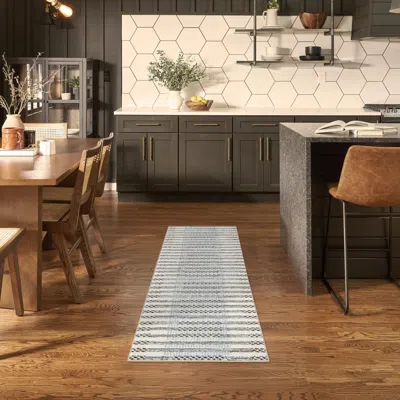Ashley Nourison Home Nordic Linear Lines 2' X 6' Runner Rug In Multi