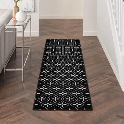 Ashley Nourison Home Outdoor Essentials 2' X 8' Runner Rug In Black