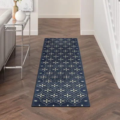 Ashley Nourison Home Outdoor Essentials 2'2" X 7'6" Runner Rug In Blue