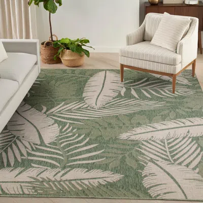 Ashley Nourison Home Palm Leaf Indoor/outdoor 9' X 12' Area Rug In Green