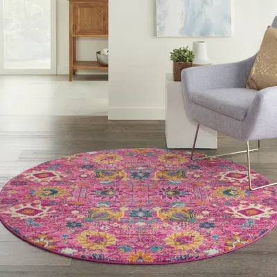 Ashley Nourison Home Passion Lush 4' Round Area Rug In Burgundy