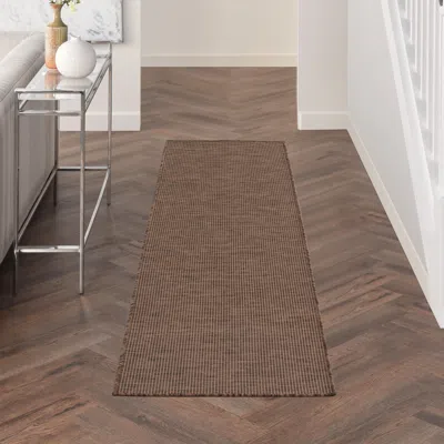 Ashley Nourison Home Patio Pop Indoor/outdoor Solid 2' X 6' Area Rug In Brown