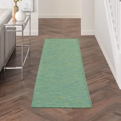 Ashley Nourison Home Patio Pop Indoor/outdoor Solid 2' X 6' Area Rug In Green
