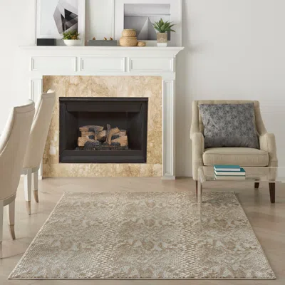 Ashley Nourison Home Solace 5'3" X 7'3" Ivory Beige Modern Indoor Rug In White