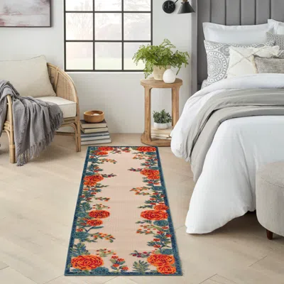 Ashley Nourison Home Splash 2' X 6' Rose Floral Indoor/outdoor Area Rug In Multi