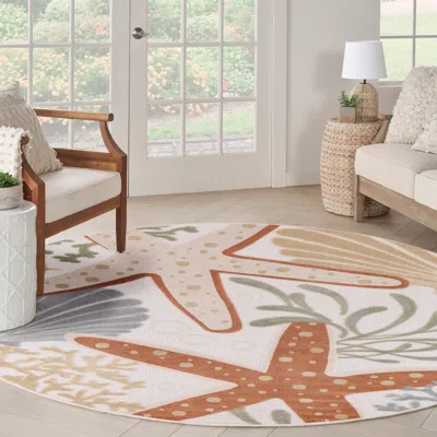 Ashley Nourison Home Splash 7'10" X Round Sea Star Indoor/outdoor Area Rug In Multi