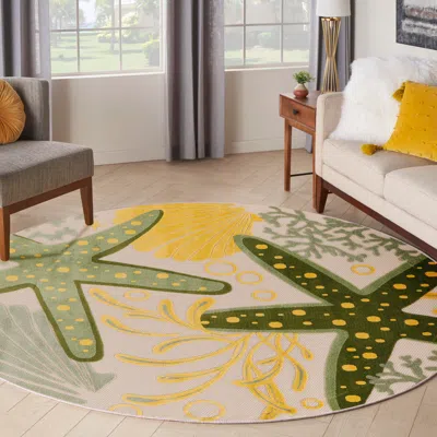 Ashley Nourison Home Splash 7'10" X Round Sea Star Indoor/outdoor Area Rug In Multi