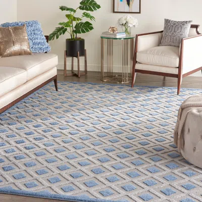 Ashley Nourison Home Splash Indoor/outdoor 12' X 15' Diamond Area Rug In Blue