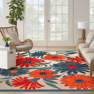 Ashley Nourison Home Splash Indoor/outdoor 2'3" X 10' Daisy Floral Runner In Multi
