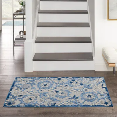 Ashley Nourison Home Splash Indoor/outdoor 3' X 5' Leafy Vines Area Rug In Blue