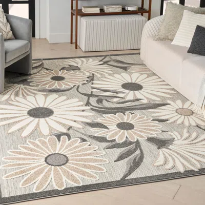 Ashley Nourison Home Splash Indoor/outdoor 3'6" X 5'6" Daisy Floral Area Rug In Sand