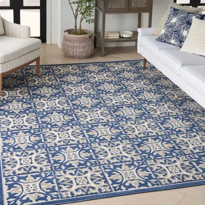 Ashley Nourison Home Splash Indoor/outdoor 5'3" X 7'5" Small Geometric Area Rug In Blue