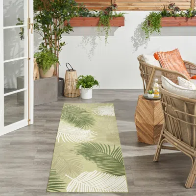 Ashley Nourison Home Suncoast Botanical Leaf 2' X 6' Runner Rug In Green