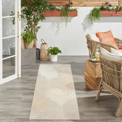 Ashley Nourison Home Suncoast Botanical Leaf 2' X 6' Runner Rug In Neutral