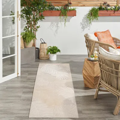 Ashley Nourison Home Suncoast Botanical Leaf 2' X 6' Runner Rug In Neutral
