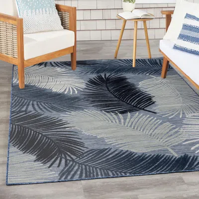 Ashley Nourison Home Suncoast Botanical Leaf 4' X 6' Accent Rug In Blue