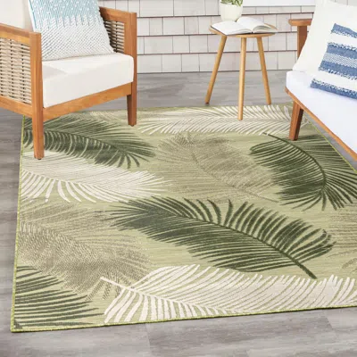 Ashley Nourison Home Suncoast Botanical Leaf 4' X 6' Accent Rug In Green