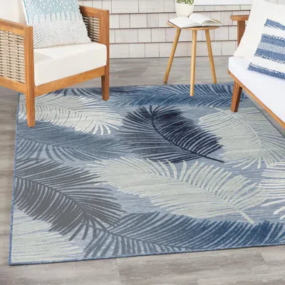 Ashley Nourison Home Suncoast Botanical Leaf 5'3" X 7'3" Area Rug In Blue
