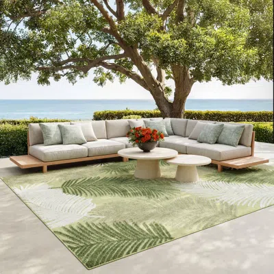 Ashley Nourison Home Suncoast Botanical Leaf 7'10" X 9'10" Area Rug In Gray