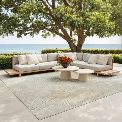 Ashley Nourison Home Suncoast Botanical Leaf 7'10" X 9'10" Area Rug In Neutral