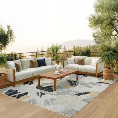 Ashley Nourison Home Suncoast Floral 7'10" X 9'10" Area Rug In White