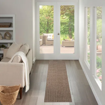 Ashley Nourison Home Tulum Chevron 2'2" X 10' Runner Rug In Brown