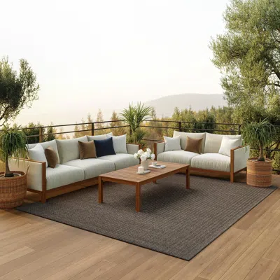 Ashley Nourison Home Tulum Chevron 9' X 12' Area Rug In Brown