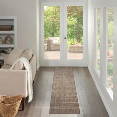 Ashley Nourison Home Tulum Striped 2' X 6' Runner Rug In Brown