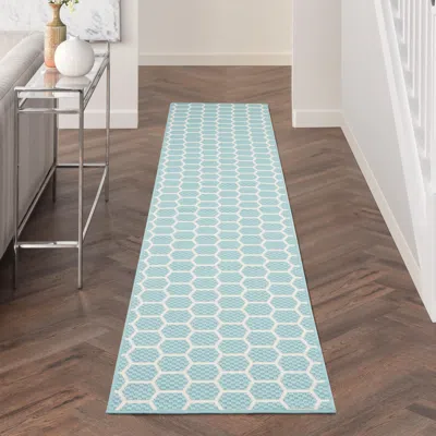 Ashley Nourison Home Twist Reversible Indoor/outdoor 2'2" X 12' Area Rug In Blue