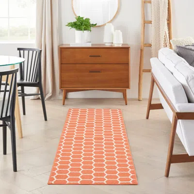 Ashley Nourison Home Twist Reversible Indoor/outdoor 2'2" X 8' Area Rug In Orange