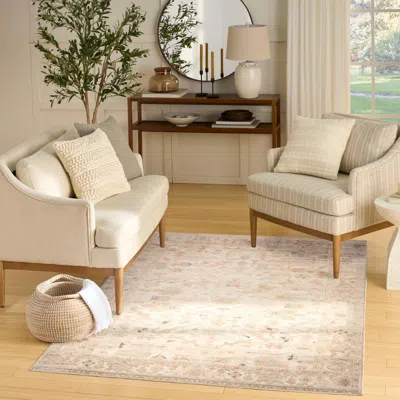 Ashley Nourison Home Vintage Washables Artful 5'3" X 7'3" Area Rug In Beige