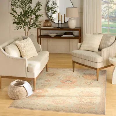 Ashley Nourison Home Vintage Washables Charming 5'3" X 7'3" Area Rug In Sage/multi