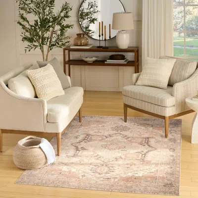 Ashley Nourison Home Vintage Washables Classic 5'3" X 7'3" Area Rug In Coral/mint